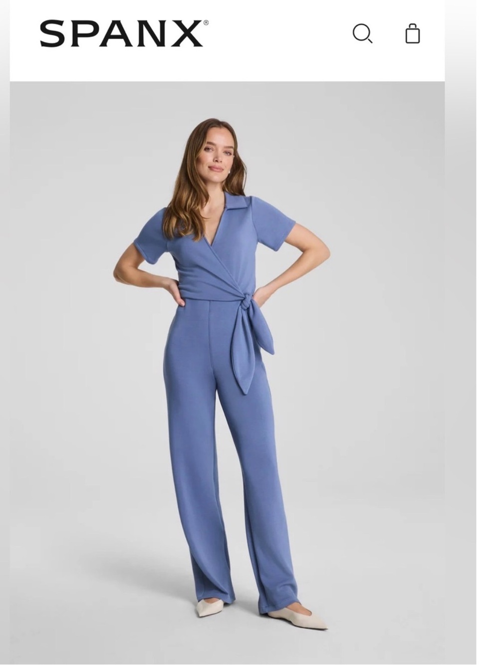 SPANX Periwinkle Wrap Wide-Leg Jumpsuit - NWOT